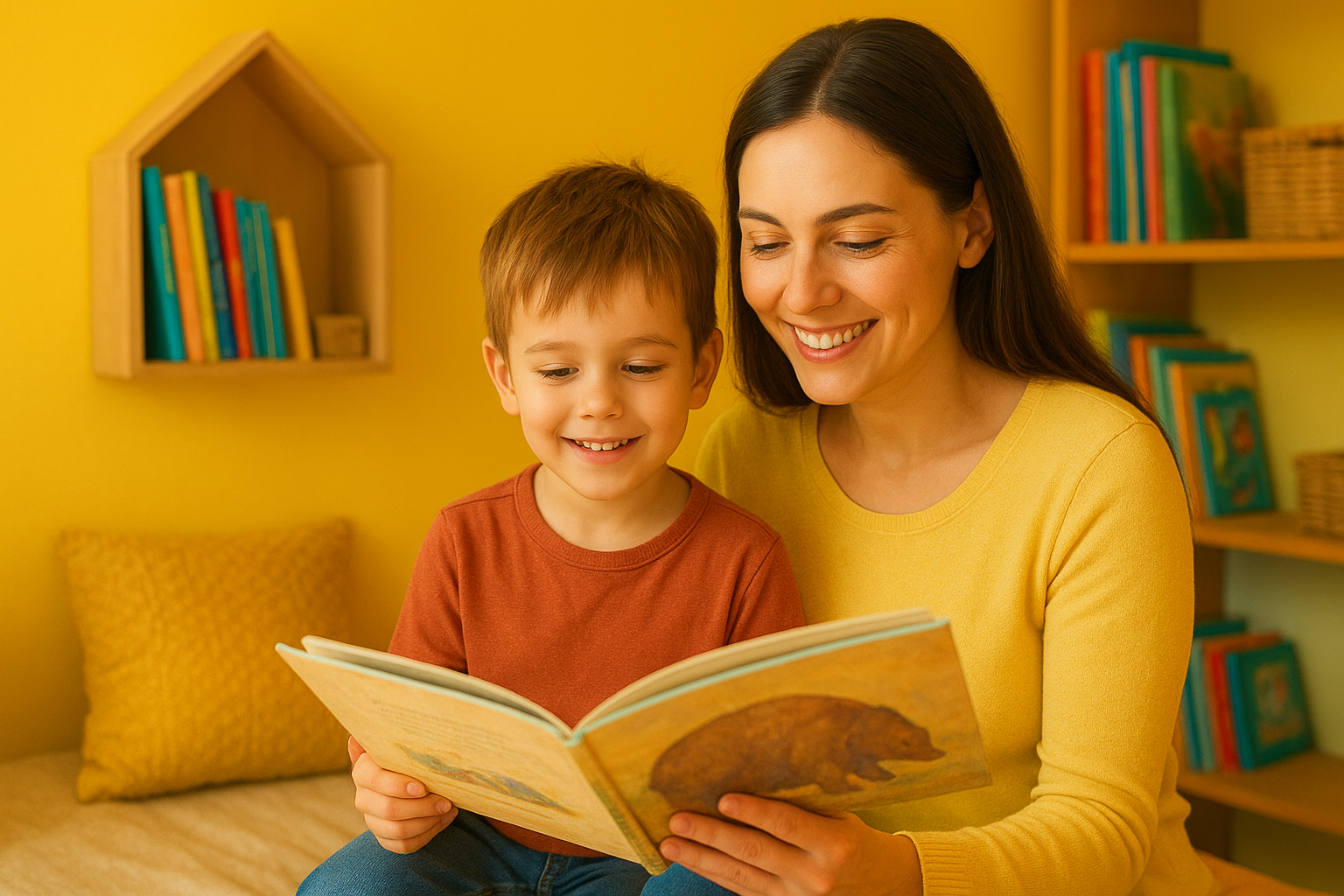 Lectura en el rincón acogedor